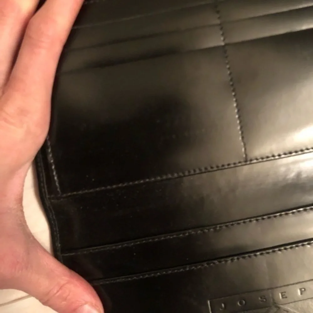 Joseph abboud black leather checkbook wallet